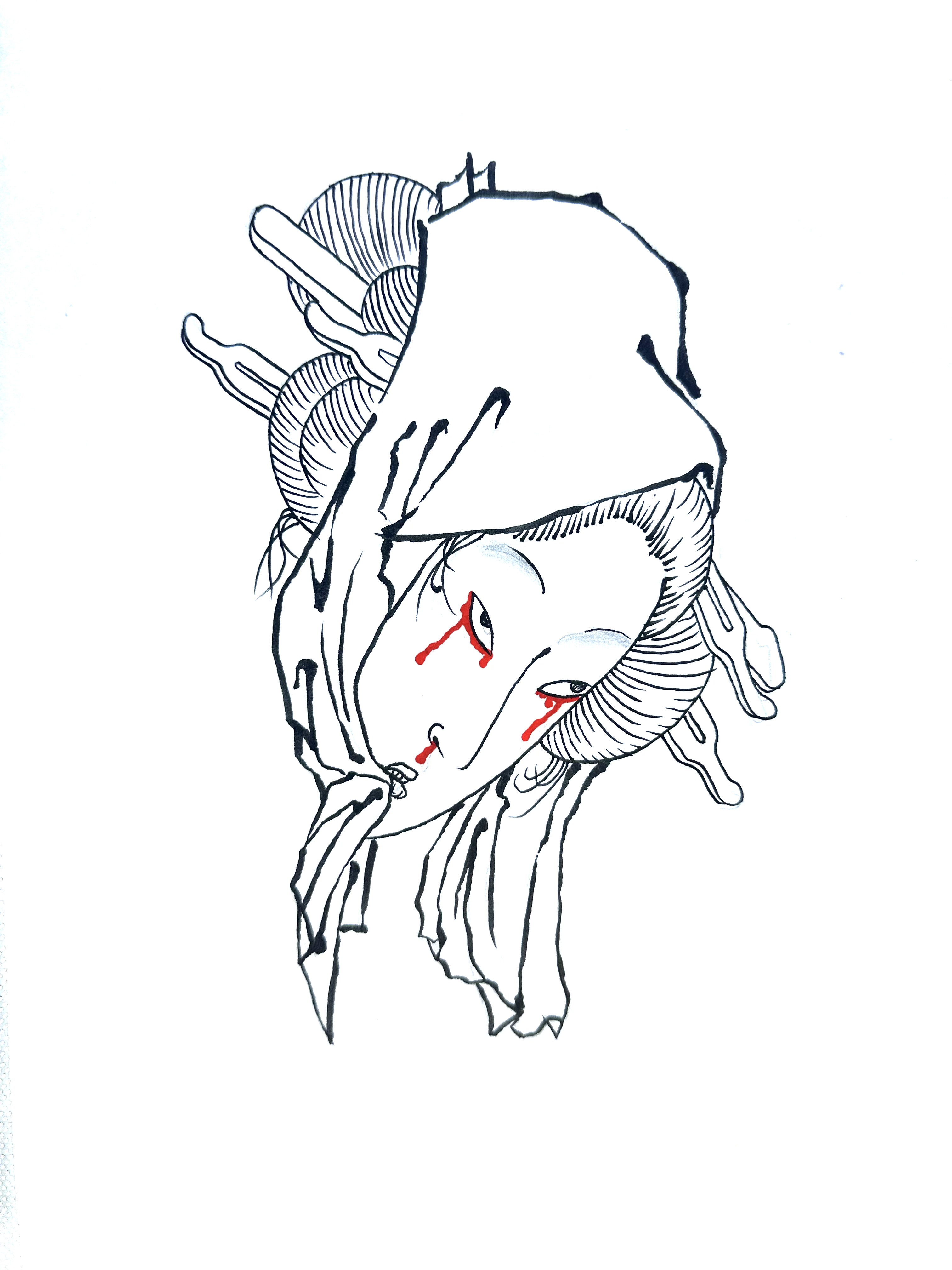 生首 オリジナル下絵